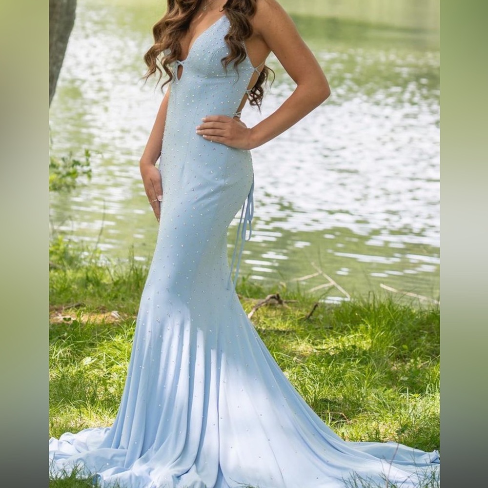 Castle Couture jovani light blue dress size 2